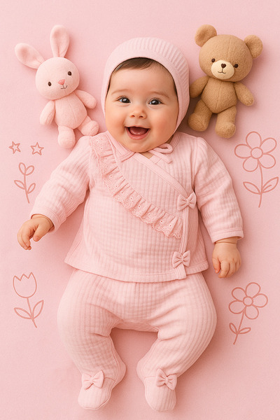 Ozz Baby 0-3 أشهر طفلة حديثي الولادة فتاة جميلة قماش مخملي مكشكش 5 قطع مجموعة...