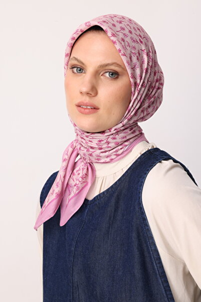 Mooncorn Βαμβακερό κασκόλ με ροζ μικρό μοτίβο