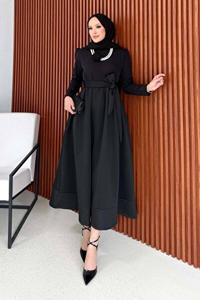 Melike Tatar Kuşaklı Scuba Elbise 68-6209