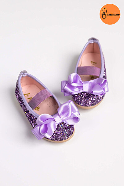 Le Mabelle Pantofi pentru fetiță cu sclipici cu fundă lila