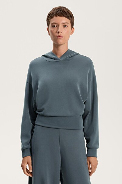 Oysho Modal yumuşak dokulu kapüşonlu crop sweatshirt