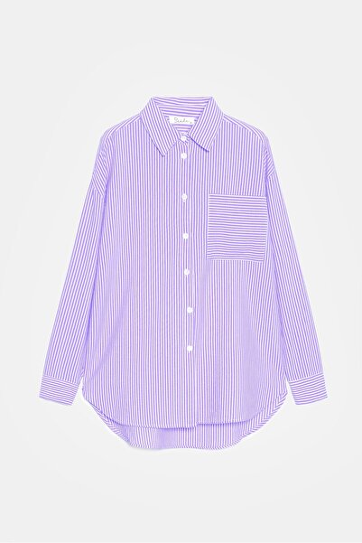 Saade قميص مخطط بتفاصيل ملفوفة أرجوانية