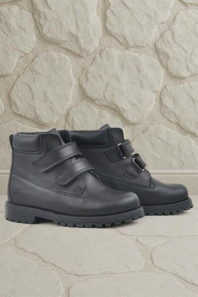 Rakerplus Neson Справжня шкіра Чорні дитячі черевики на липучках