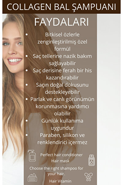 Genel Markalar Saç Dökülmesine Karşı Dolgunlaştırıcı Onarıcı Besleyici Collagen Bal Şampuanı 350 Ml