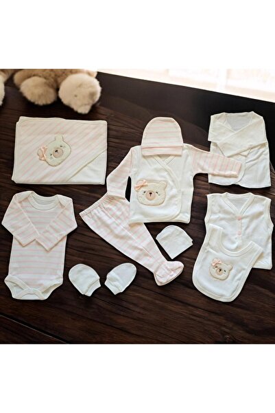 Lui Baby Ayıcıklı Süzene Nakışlı % 100 Pamuk Yenidoğan Kıyafetleri 10'lu Hast...