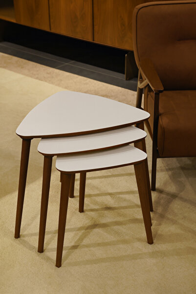 AYGE Tokyo 3lü Zigon Sehpa %100 MDF Beyaz