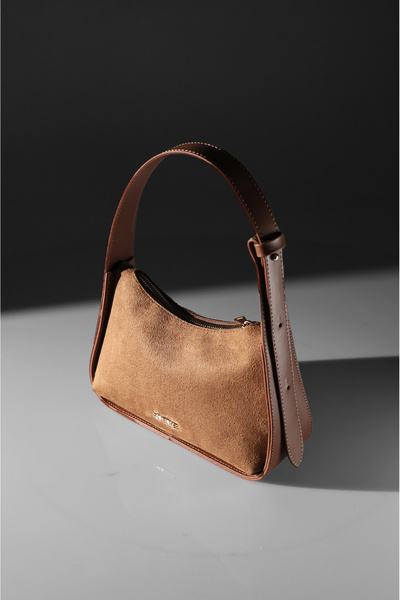 Rimense Women's Tan Suede Hand and Shoulder Bag