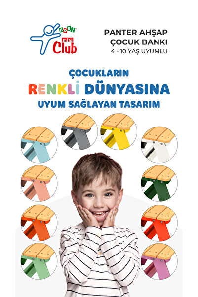 Hobi Mini Club Panter Ahşap Çocuk Bankı 4-10 Yaş Uyumlu Çocuk Bankı