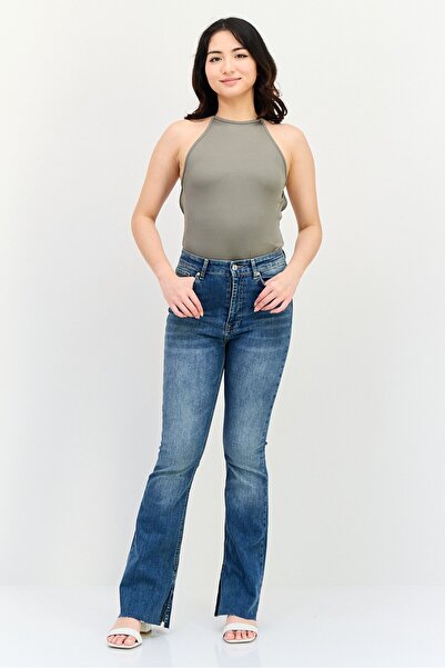 Don't Call Me Jennyfer Women Ribbed Sleeveless Bodysuit, Khaki