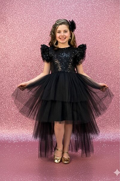 Genel Markalar Pul Payet Kuyruklu Çocuk Abiye Elbise