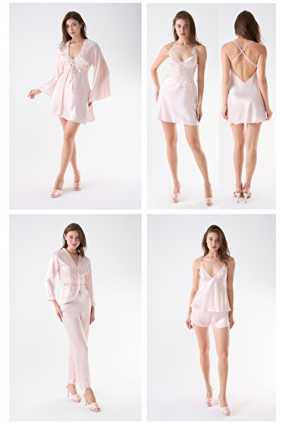 İmaj 4001 Σατέν Σετ Νυχτικό Σετ Προίκασης 6 τεμαχίων σε χρώμα σομόν