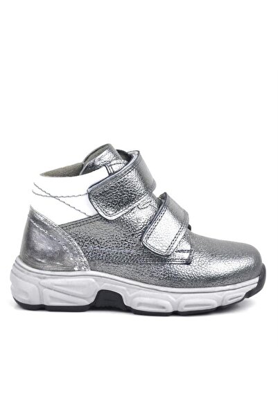 Rakerplus Справжня шкіра, платиновий сірий, на липучках, з хутром, дитячі спортивні черевики для дівчаток