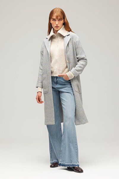 Saade Bej Cep Detaylı Gizli Pat Astarsız Kaşe Kaban