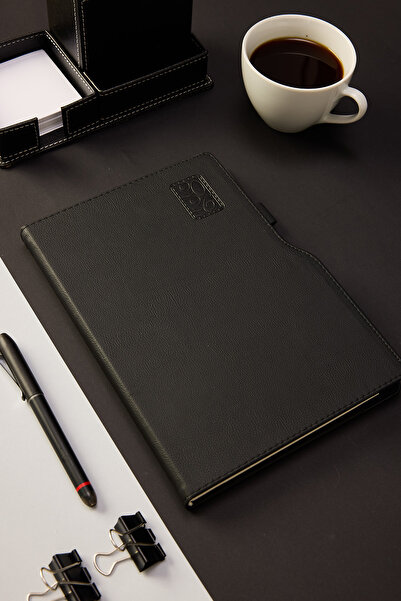 locko Kişiye Özel Hediyelik Cilt 2026 Düz Sert Kapak Siyah Deri Ajanda