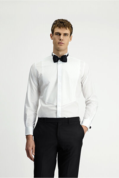 Kiğılı Βαμβακερό πλισέ πουκάμισο Ata Collar Slim Fit Slim Fit