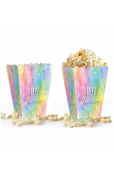 parti pera Makaron Renk Mısır Kutusu Popcorn 8'li Paket