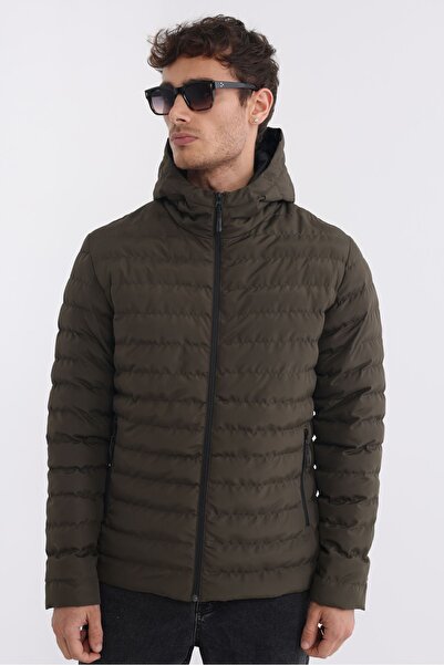 D1fference Men's Khaki Lined Windproof Hooded Winter Jacket