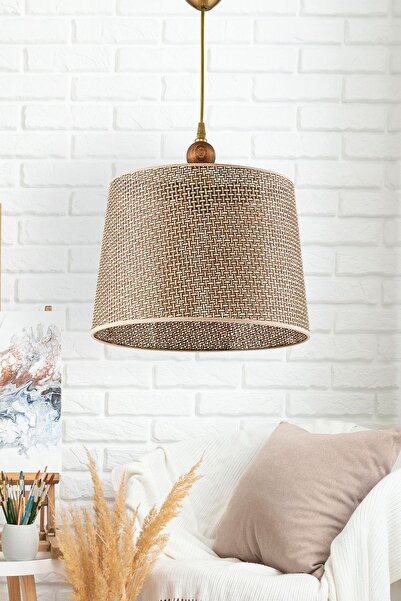 DEDE TEKLİ MİMBRE SARKIT AVİZE KAHVERENGİ