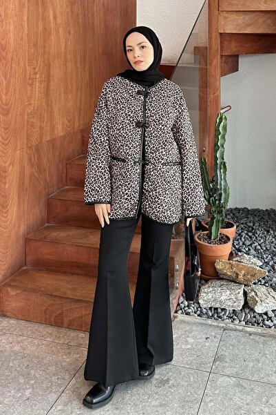 lamelif Palton de ciobanesc cu nasturi Teddy Leopard