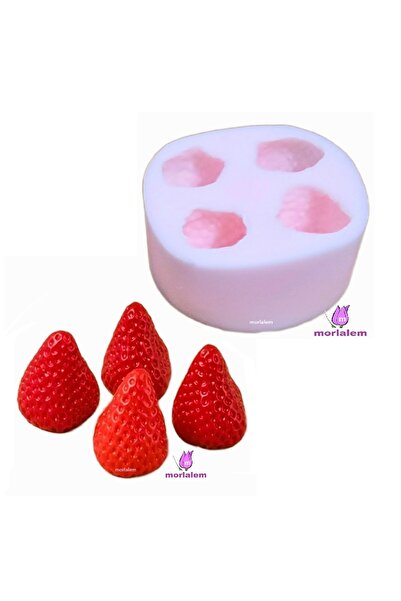 morlalem m 4'lü Çilek Seti, Tek Kalıpta 4 Meyve Silikon Kalıp K-1458, Kokulu ...