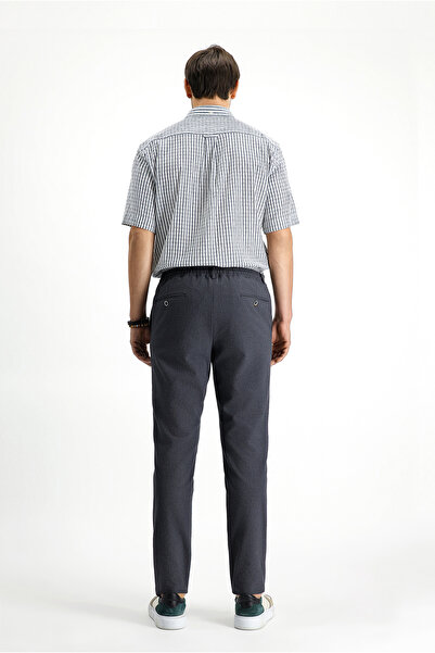 Kiğılı Super Slim Fit Extra Slim Fit Elastic Waist String Seersucker Lycra Classic Fabric Trousers