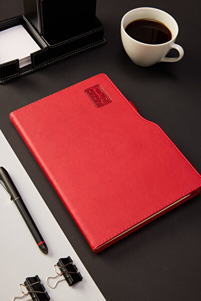 locko Kişiye Özel Hediyelik Cilt 2026 Düz Sert Kapak Kırmızı Deri Ajanda
