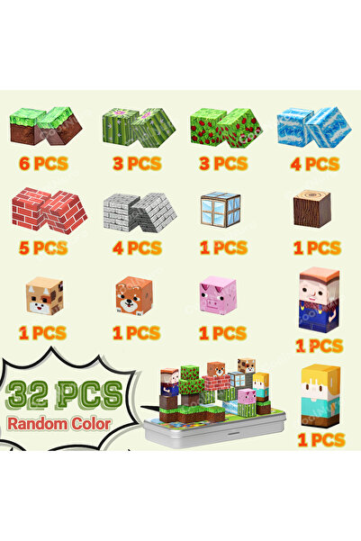 Choice مجموعة مكعبات بناء مغناطيسية من ماين وورلد، 32 قطعة، قابلة للتكديس، مناسبة للأولاد والبنات والأطفال من عمر 3 سنوات فما فوق