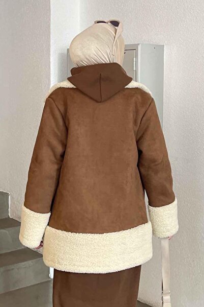 lamelif Bitter Brown Fur Coat - Buttons on the Front