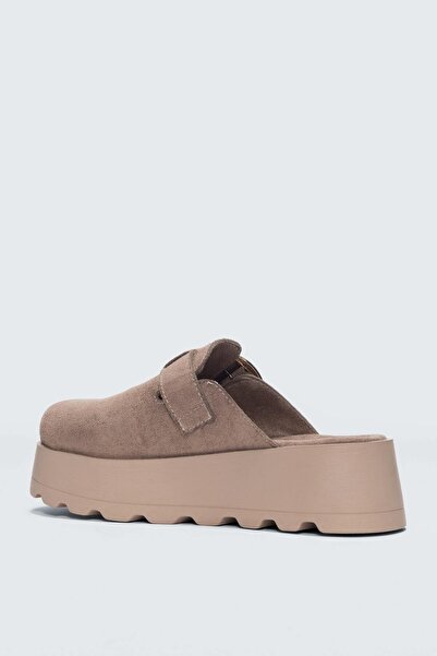 selin shoes Chory High Sole Buckle Women's Slippers-Mink Suede