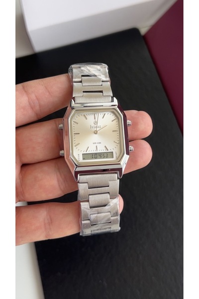 catera Men's watch with a silver stainless steel strap and a white dial