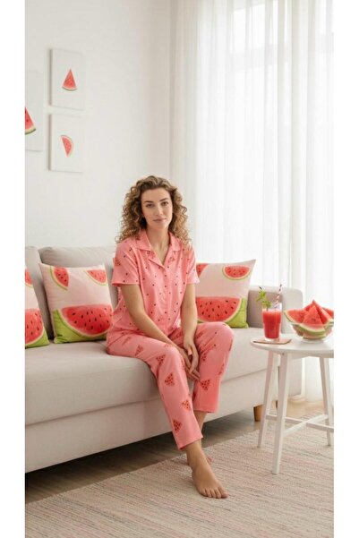 Mihra Kadın Karpuz Desenli Pijama Takımı