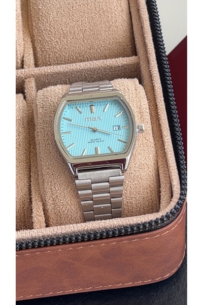 catera Men's Watch with Silver Stainless Steel Strap and Sky Blue Dial