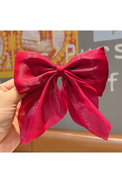 Choice red Women Mesh Sheer Hairpin Satin Bowknot Hair Clip Fashion Korean So...