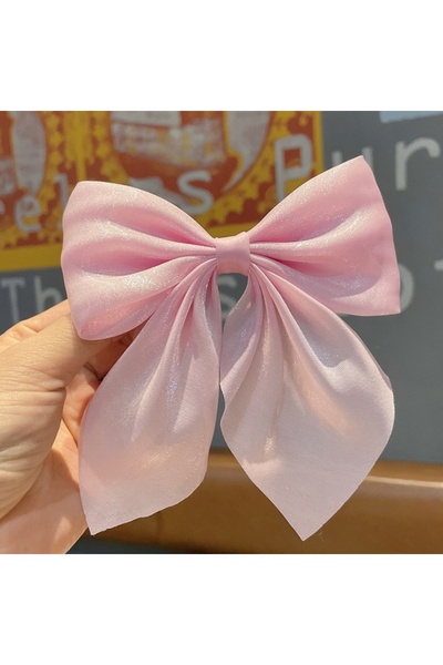 Choice pink Women Mesh Sheer Hairpin Satin Bowknot Hair Clip Fashion Korean S...