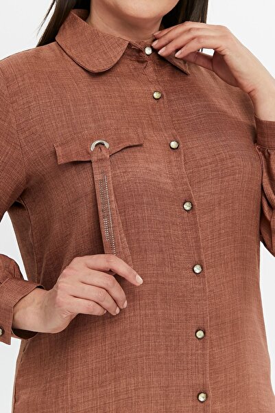 Laden Μεγάλο μέγεθος Γυναικείο λινό Τζιν Μαντίλι Εποχιακό Τουνίκ Υψηλής Ποιότητας Μακρύ Πουκάμισο για Μητέρα