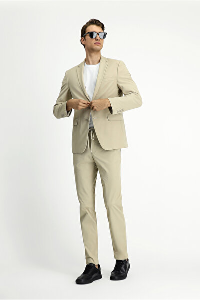 Kiğılı Techno-Line Super Slim Fit Ekstra Dar Kesim Beli Lastikli İpli Çantalı Likralı Takım Elbise