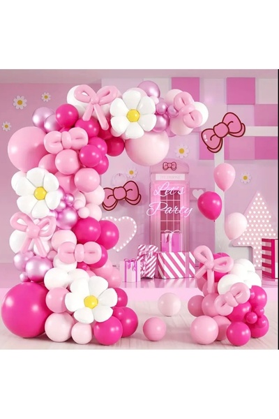 ALYA PARTİ Bol Balonlu Papatya Doğum Günü Bolon Zinciri Seti