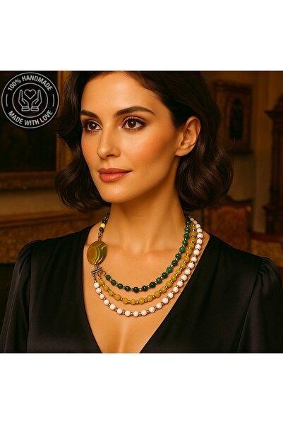 Asteria Elite العقيق الأخضر الزبرجد Howlite ثلاثة صفوف من التوازن والطاقة الإ...