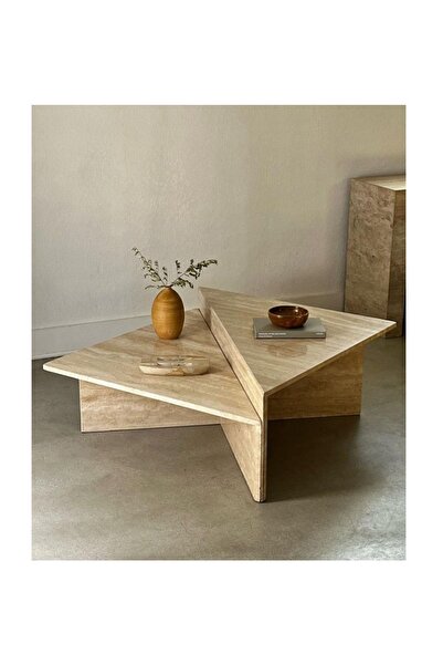 ENESES Doğal Traverten Orta Sehpa 70x70
