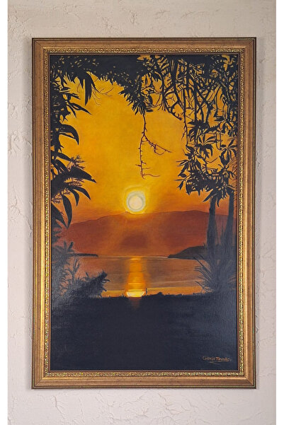 Store El Yapımı İzmir Çeşmealtı Gün Batımı Yağlı Boya Kanvas Tablo