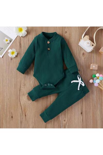 nevrankids Basic Badili Fitilli Zıbın Takım 3 Ay - 2 Yaş Nefti Yeşil