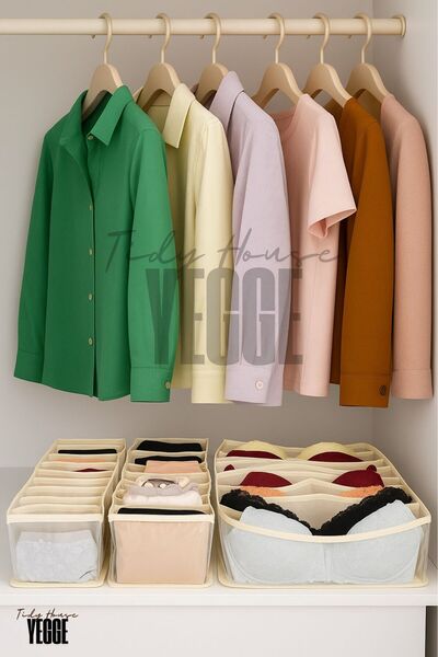 YEGGE 3'lü Şeffaf Çamaşır Çorap Sütyen Düzenleyici Dolap içi Organizer ve Çekmece içi Düzenleyici Kaliteli