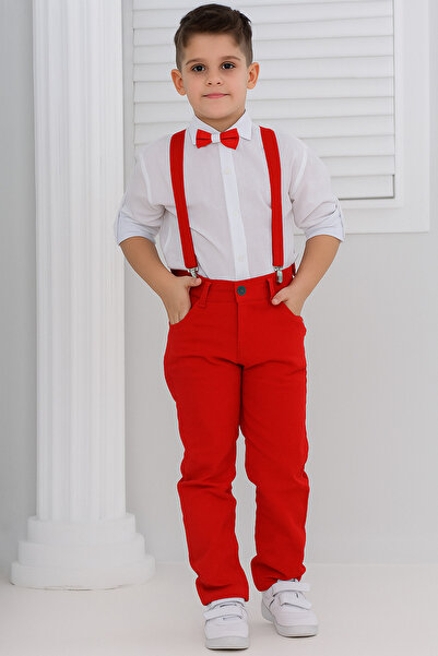 Çello mello ERKEK ÇOCUK 3LÜ TAKIM GÖMLEK PANTOLON ASKI PAPYON SETİ