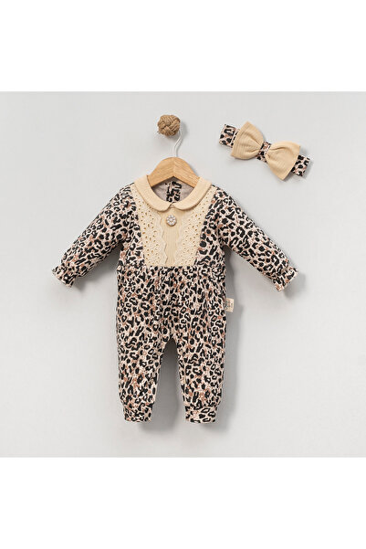 genybaby Baby Girl Seasonal Jumpsuit with Leopard Pattern Bandana Gift, 2-Piece Combination