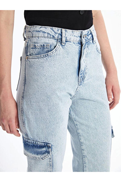 Zerenyus Cargo Pocket Snow Wash Jeans Trousers Blue