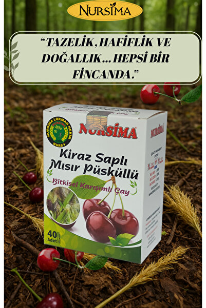 Nursima Kiraz Saplı Mısır Püskülü Detox Çayı – 40’lı Süzen Poşet | Doğal Organik Bitki Çayı