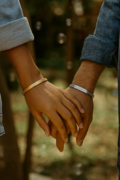 TWOGAN Ayetel Kürsi Bileklik Paslanmaz Çelik Ayarlanabilir Çift Erkek/Kadın Bileklik 2 adet , Gold, Silver