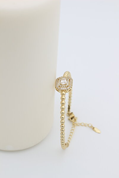 XUPING JEWELRY Stil Incisi / 14 Ayar Altın Kaplama Baget Zirkon Taşlı Kelepçe