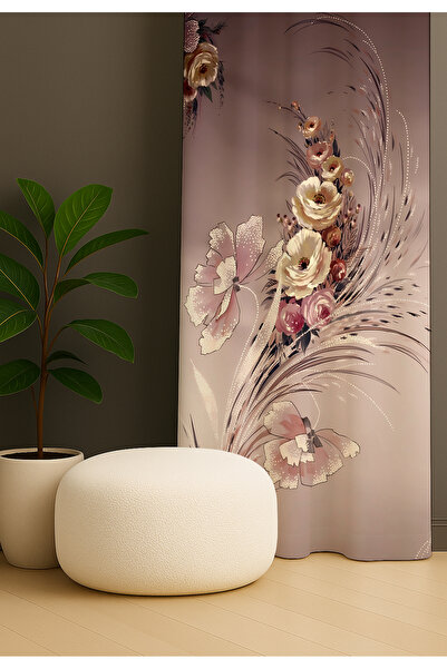 EVSEHOMES Çiçekler Tek Kanat Fon Perde