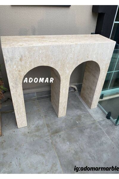 adomarmarblehandmadeandluxury ADOMAR Arcus Traverten Dresuar, Antre Dresuar, %100 Doğal Taş, Özel Ölçü, 105x30x90